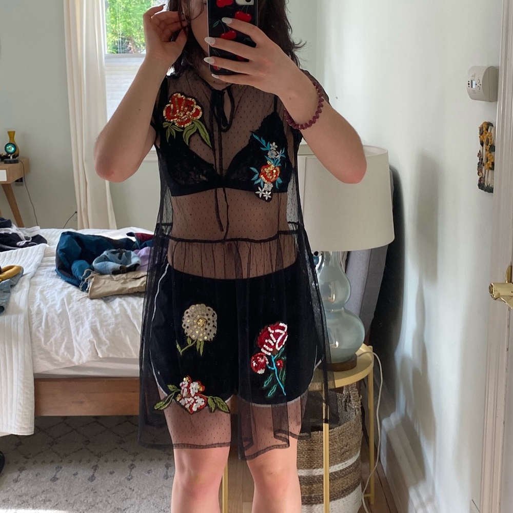 asos mesh dress cover, size 2